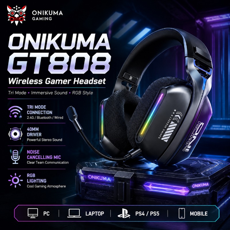 Gaming Headset Rgb - ONIKUMA GT808 – casque de jeu